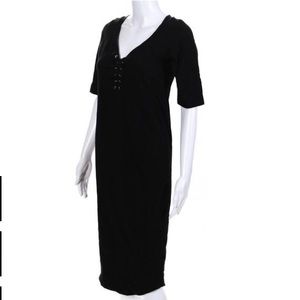 Lace Up Dress Black Vintage Cotton Size Medium